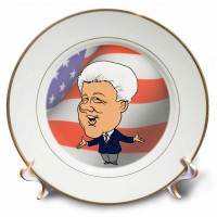 3dRose President Bill Clinton With American Flag, Porcelain Plate, 8-inch   